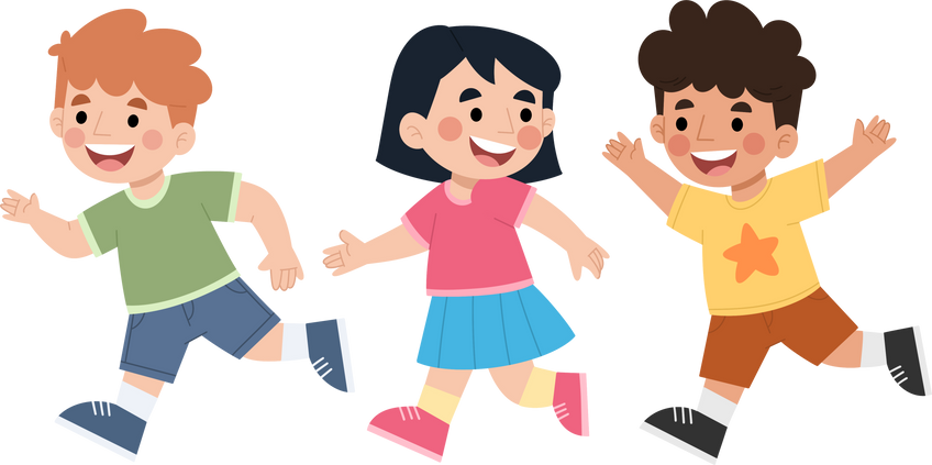 Illustration of happy kids running together